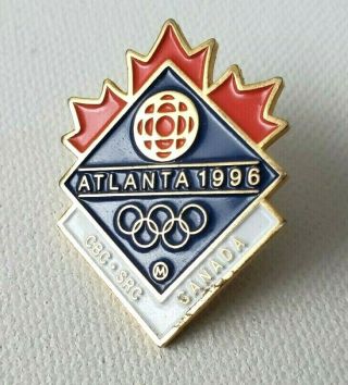 Cbc - Radio Canada - Atlanta Olympics 1996 Metal Enamel Pin Usa Maple Leaf
