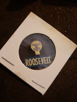 1932 Fdr Franklin D Roosevelt Metal Litho Lapel Tab Button Pin Rare Rtab01