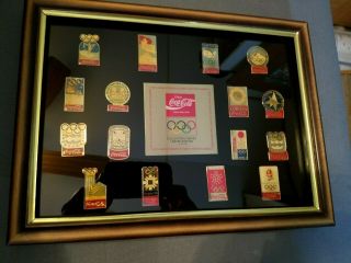 Limited Edition 16th Anniversary Olympic Winter Games Coca - Cola Pin Set In Frame