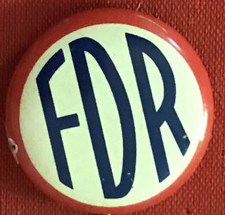 1” Fdr Political Pinback Franklin Roosevelt Button Campaign Pin Advertising