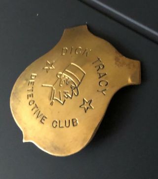 Vintage 1950’s Dick Tracy Detective Club Brass Metal Badge