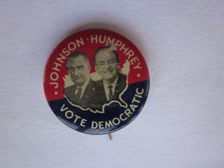 Johnson Humphrey 1964 Lbj Presidential Political Button 1 1/8 " Picture