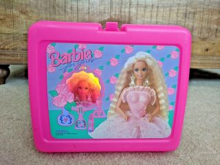 Vintage Hot Pink Plastic " Barbie For Girls " Lunchbox - No Thermos 1993