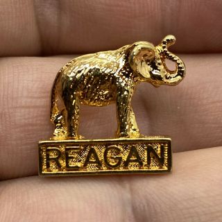 Vintage Ronald Reagan Campaign Lapel Pin Elephant Gold Tons - 3/4 X 3/4 S6