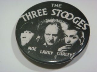 Vintage 1983 The Three Stooges Button Moe Larry Curley Warren Mi
