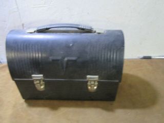 Unique Vintage Antique Tin Metal Black Lunch Box Pail Bucket.