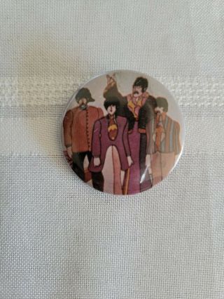 Vintage The Beatles Music Band Yellow Submarine Pin Back Button 1 1/4 "