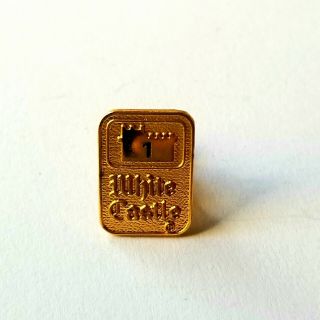 Vintage White Castle Restaurant Gold Tone 1 Year Service Pin Fast Food