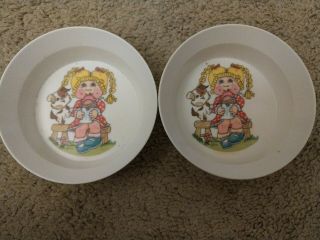Vintage 1983 Cabbage Patch Kids By Oaa,  Inc.  Two 5 " Plastic Bowls