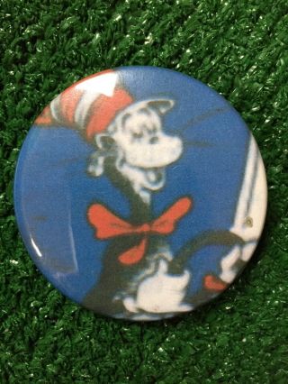 Dr.  Seuss Cat In The Hat Button 2 1/4 Inch 9mm Badge A Vtg 80s Rare Htf