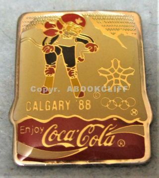 1988 Calgary Olympics Howdy Skiing Coca Cola Pin 1 Inch