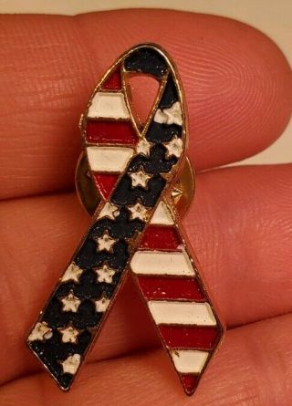 American Flag Ribbon Lapel Pin Americana Awareness Patriotic