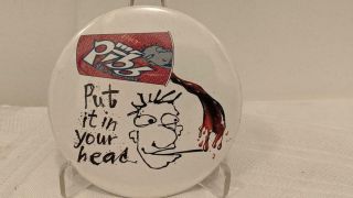 Vintage Mr Pibb Put It In Your Head Pinback Button 3” Pin Coca Cola Product