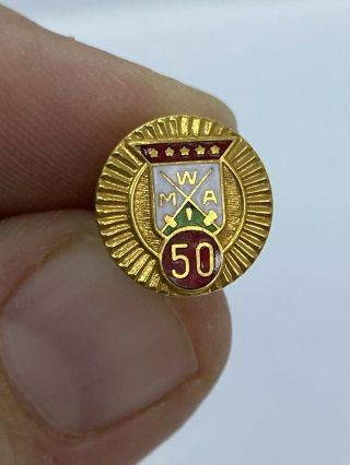 Vintage 10k Gold Filled Mwa 50 Year Award Service Pin Tack