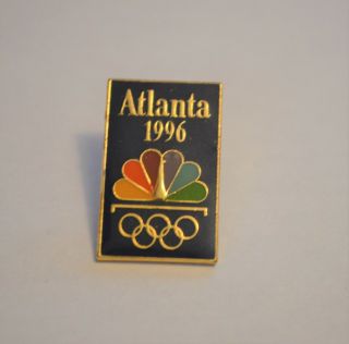 Atlanta 1996 Nbc Olympic Media Sponsor Pin Badge Classic Blue With Logo