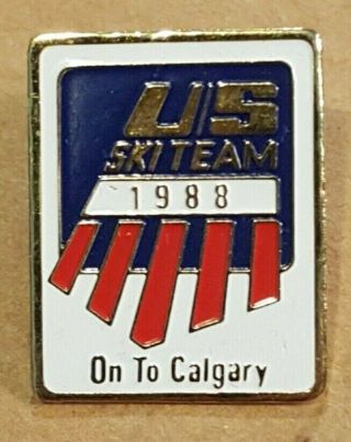 Us Ski Team 1988 Hat / Lapel Pin Us Olympic Ski Team - On To Calgary