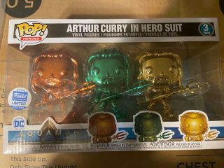 Funko Pop Heroes: Aquaman - 3 Pack - Arthur Curry In Hero Suit Box