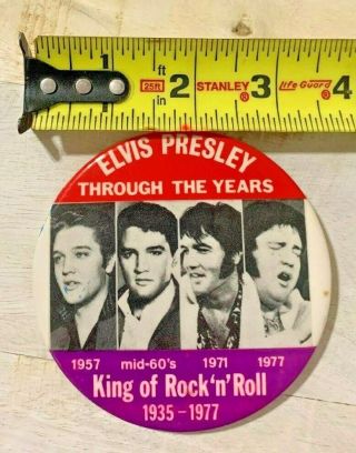 Elvis Presley,  Through The Years King Rock n Roll (1977) Vintage Pin - Back Button 2