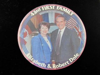 1996 Bob Dole For President 3 " Pinback Campaign Button 43rd First Family