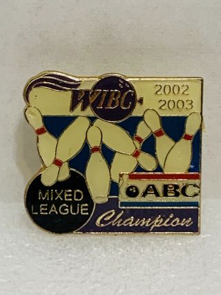 Bowing Lapel Pin Wibc Mixed League Abc Champions 2002 2003