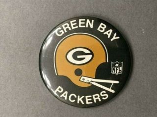 Vintage Rare 1970 ' s Green Bay Packers NFL 2 - Bar Helmet Pin Pinback Button 3.  25 