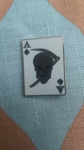 Ace Of Spades Skull Biker Lapel Jacket Hat Pin 1 Inch