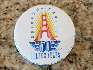 1987 Sf Golden Gate Bridge 50th Anniversary 50 Golden Years 3 " Pinback Button