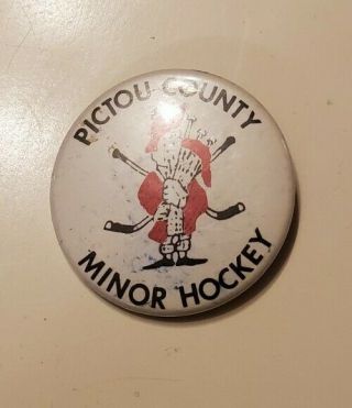 Vintage Rare Pictou County Minor Hockey 1980s Pinback Htf