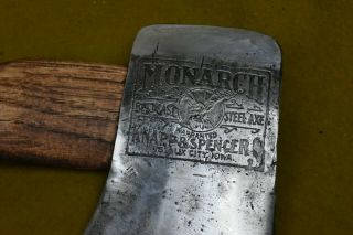 Old/Vintage Knapp & Spencer,  Sioux City,  Iowa,  Monarch Embossed 4lb Felling Axe 2