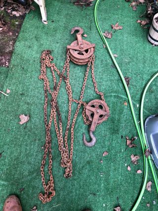 Vtg Chisholm - Moore Direct Differential 1ton Swivel Chain Fall Hoist,  Made In Usa