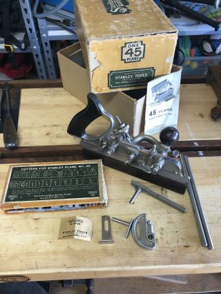 Stanley No.  45 Combination Plane - In Orig.  Box With Cutters