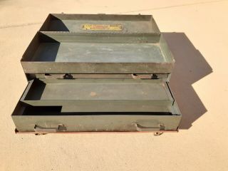 Vintage SNAP ON 3 Drawer 1 Shelf Hip Roof Machinists Tool Box 21” Leather Handle 4