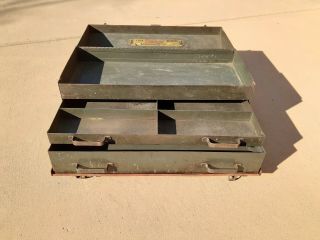 Vintage SNAP ON 3 Drawer 1 Shelf Hip Roof Machinists Tool Box 21” Leather Handle 5