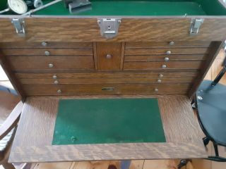Vintage Antique Usa Gerstner 052 Golden Oak Machinist Wood Tool Chest Box