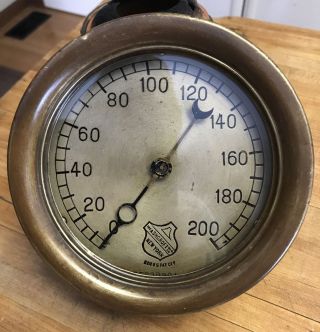 Antique/vintage Ashcroft Mfg Co.  Ny Brass Steam Pressure Gauge 200 Psi Steampunk