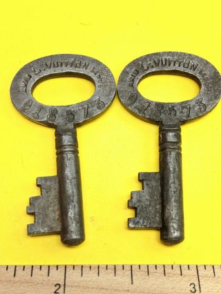 Antique Louis Vuitton Paris London Steamer Trunk Keys 018573 Rare Matching Set 2