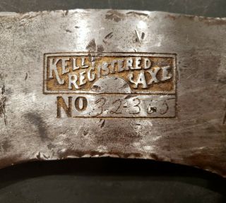 Vintage Embossed Kelly Registered Double Bit No.  32365 Antique Axe Head