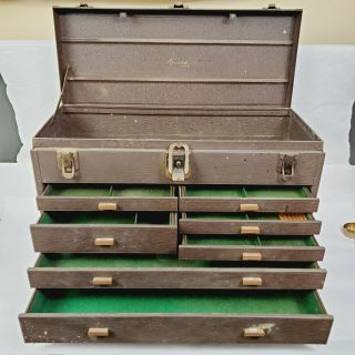 Vtg Kennedy 520 Machinist Toolbox 7 Drawer ☆ 20 X 13 X 8.  5 ☆brown Wrinkle Finish
