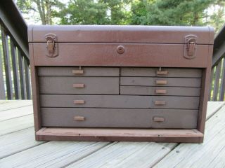 Vintage Kennedy Kits 520 Machinist Toolbox/sliding 7 Drawer Brown Chest/rare