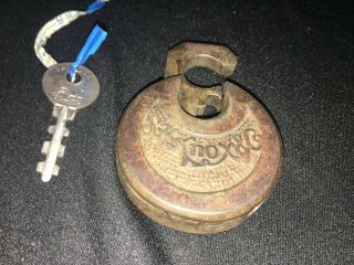 Rare Vintage S.  H.  Knox Padlock With Key,  Locks And Unlocks Perfectly.