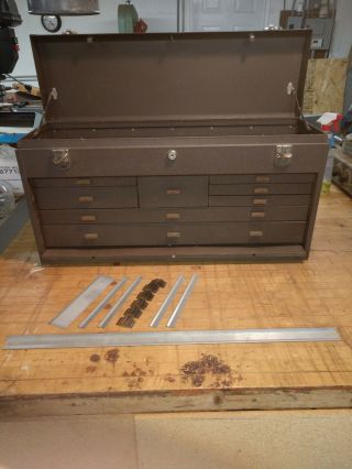Vintage Kennedy 526,  8 Drawer Machinist Tool Chest Box,  27 ",  W/ Keys,  Dividers