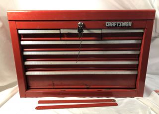 Vintage Craftsman 26 " Wide 7 Drawer - Machinist Tool Box Chest Red Metal Storage