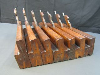 Set Of 7 Wooden Moulding Plane Side Bead Vintage Old Tool By T Sheppard
