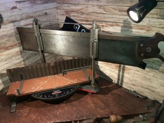Vintage Stanley 358 Miter Box With Antique Disston 26 " Back Saw Set Up