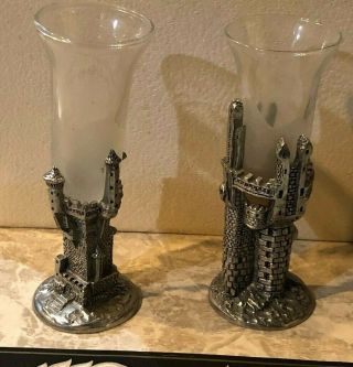 2 Different Royal Selangor Lord Of The Ring Shot Glasses.  Towers