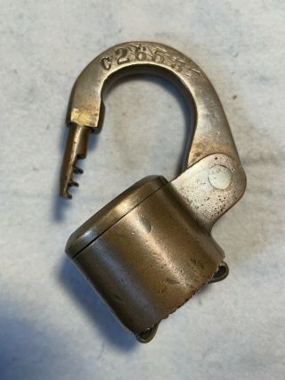 Rare Antique All Brass Combination Padlock ROCHESTER SAFETY LOCK CO With Combo 2