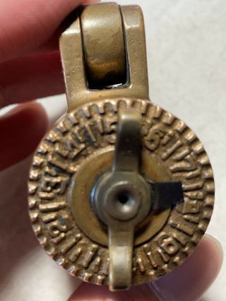 Rare Antique All Brass Combination Padlock ROCHESTER SAFETY LOCK CO With Combo 5