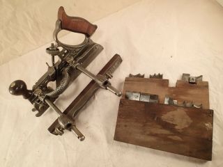 Antique Stanley No.  45 Combination Plow Plane,  Type 6 W/ 19 Cutters In Boxes