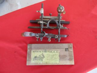 Early Vintage Stanley 45 Combination Plane With Cutters Cam Slitter Stops B Cast