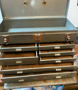 Vintage Craftsman 7 Drawer Machinist Toolbox Tool Box Chest Gray Metal Storage